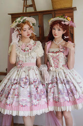 Robe Lolita Princesse Vintage Douce Imprimée Vin Framboise Multicolore (OP & JSK)